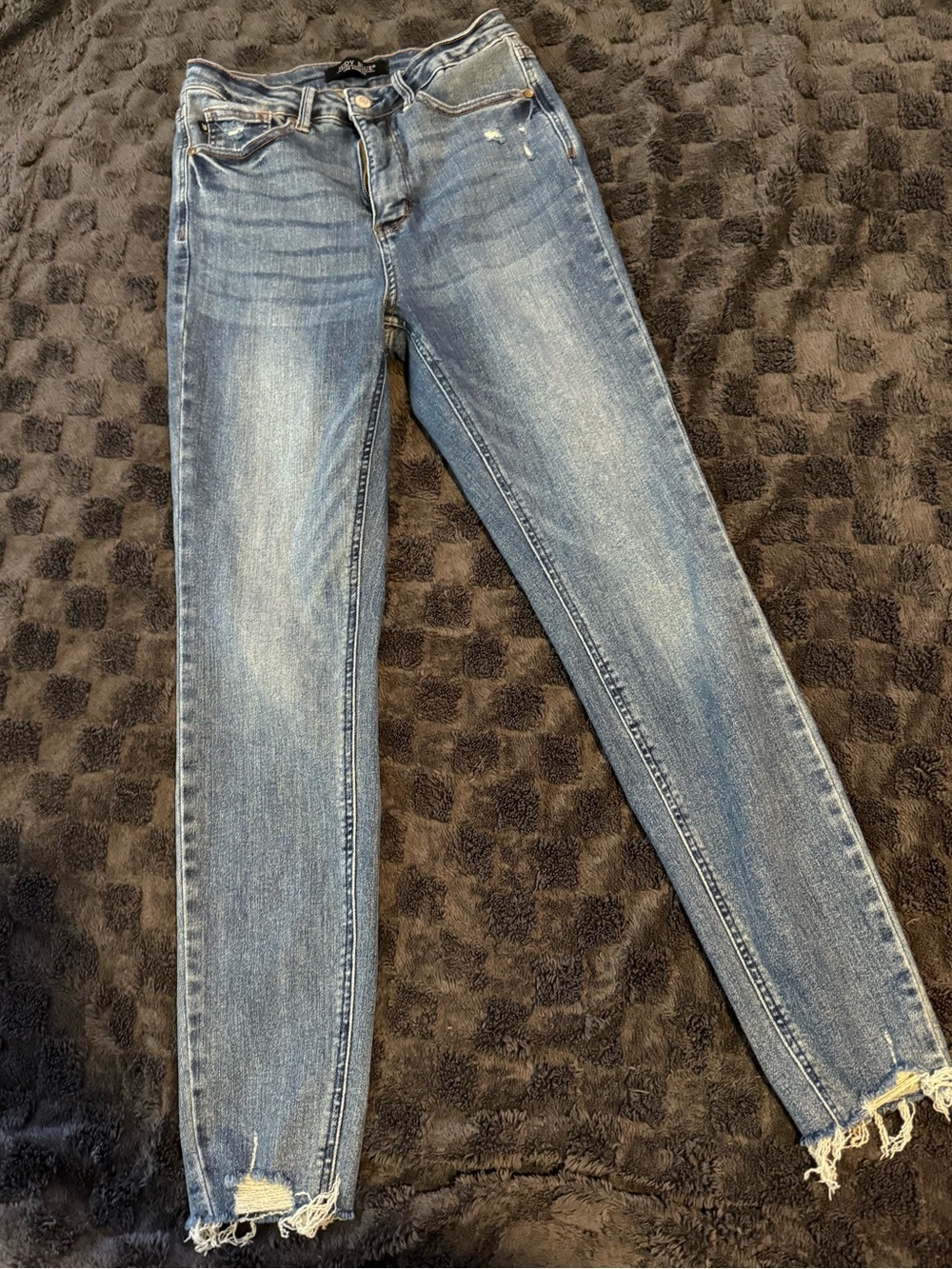 Judy Blue Light Blue Skinny Jeans with Distressed Hems high rise